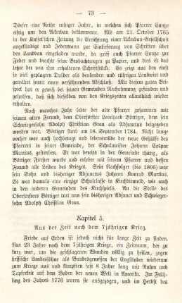 Kapitel. 5. Aus der Zeit nach dem 7jährigen Krieg.
