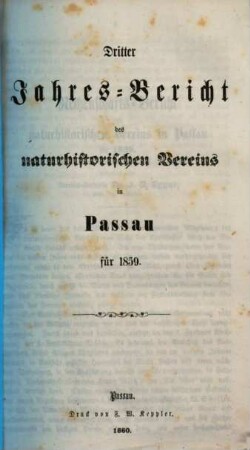 Jahresbericht des Naturhistorischen Vereins in Passau, 3. 1859