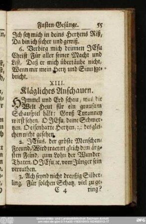 XIII. Klägliches Anschauen.