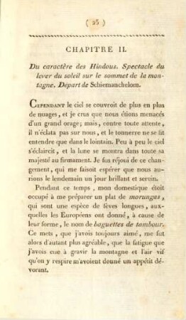Chapitre II. Du caractère des Hindous. Spectacle du lever du soleil sur le sommet de la montagne ...
