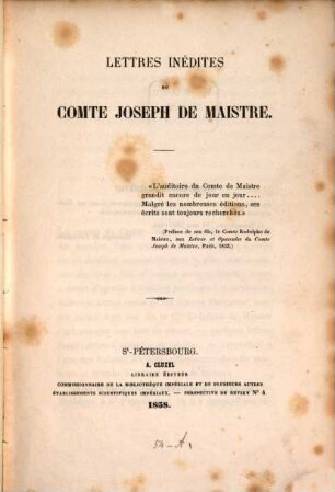 Lettres inédites