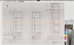 Recklinghausen (Recklinghausen) Staatliches Aufbaugymnasium Grundrisse, Schnitt 1959 1 : 100 55 x 80 Pause Staatshochbauamt Recklinghausen Regierung Münster Nr. 34118