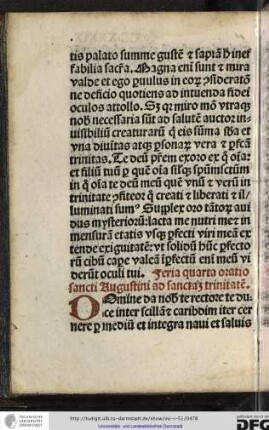 Feria quarta oratio sancti Augustini ad sanctam trinitatem.