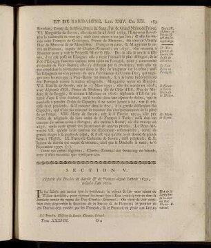 Section V. Histoire de Savoie & de Piemont. 1630 - 1660.