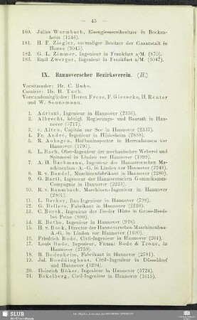 IX. Hannoverscher Bezirksverein.