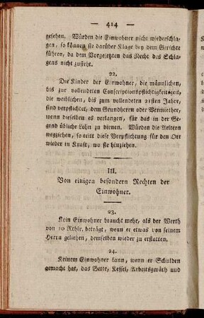 Von einigen besondern Rechten der Einwohner