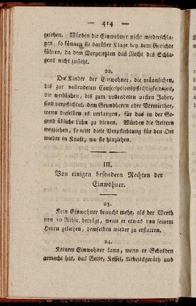 Von einigen besondern Rechten der Einwohner