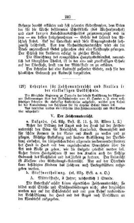 Lehrplan für Zeichenunterricht und Realien in der einklassigen Volksschule : [V. Elementarschulwesen]