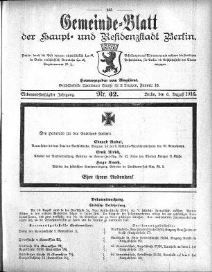 1916,32: Nr. 32, 6. August 1916