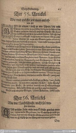 Der 56. Artickel. Wie die Nachtschicht/ nicht sol verstat werden.