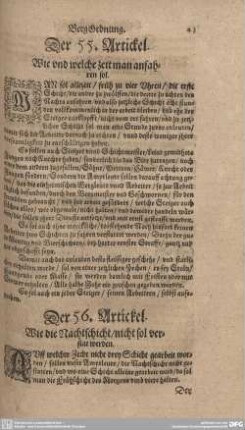 Der 56. Artickel. Wie die Nachtschicht/ nicht sol verstat werden.