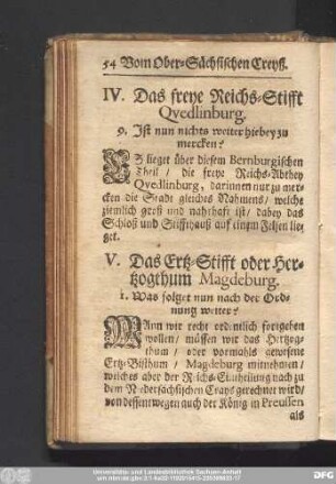 V. Das Ertz-Stifft oder Hertzogthum Magdeburg.