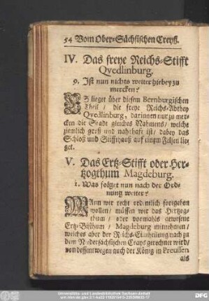 V. Das Ertz-Stifft oder Hertzogthum Magdeburg.