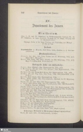 XV. Departement des Innern