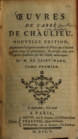 Oeuvres De L'Abbé De Chaulieu. 1, Lettres