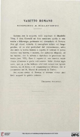 7: Vasetto romano scoperto a Sillavengo