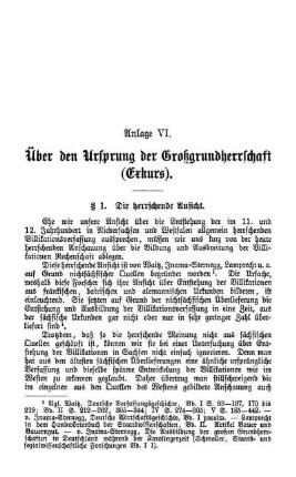 Anlage VI. Über den Ursprung der Großgrundherrschaft (Exkurs).