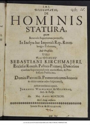 Dissertatio, De Hominis Statura