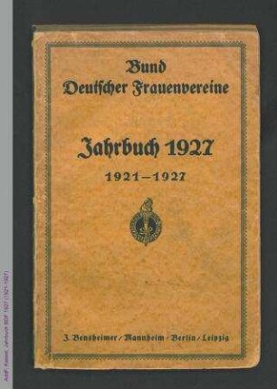 Jahrbuch des Bundes Deutscher Frauenvereine (1927 (1921-1927))