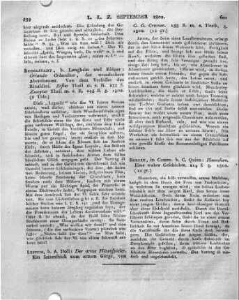 Leipzig, b. A. Doll: Der arme Flötenspieler. Ein Seitenstück zum armen Görge, von C. G. Cramer . 158 S. m. e. Titelk. 8. 1802.