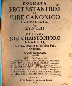 Dogmata protestantium ex jure canonico comprobata