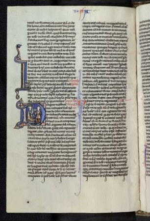 Historisierte Initiale (Liber sapiencie): D(iligite iustitiam qui iudicatis terram sentite): Salomo als Richter. Profilblattranke als Ablaufmotiv.