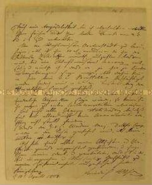 Handschreiben von Friedrich Wilhelm III., König von Preußen, an Oberstleutnant Karl Heinrich Joseph von Zawadzky betreffend Personalangelegenheiten