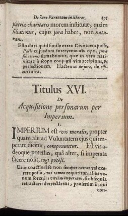 Titulus XVI. De Acquisitione per sonarum per Imperium. - Titulus XX. De Acquisitione derivativa ad Legem Naturæ.