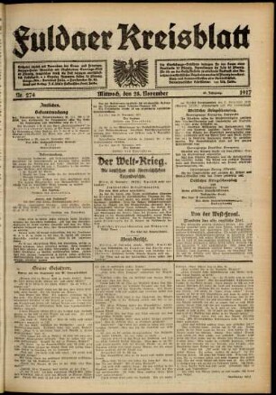 Ausgabe vom Mittwoch, den 28. November 1917.