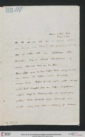 Briefwechsel Theodor Mommsen und Marie Mommsen geb. Reimer: Brief von Theodor Mommsen an Marie Mommsen