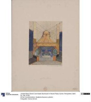 Darmstadt, Musiksaal im Neuen Palais, Kamin, Perspektive