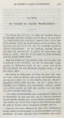 729-737 Zur Statistik der religiösen Genossenschaften