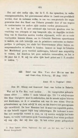 157. Brief van Min. Van der Heim aan den oud Gouv.-Gen. Siberg, 25 Aug. 1810