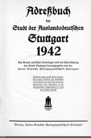 1942: Stuttgarter Adressbücher, 1942