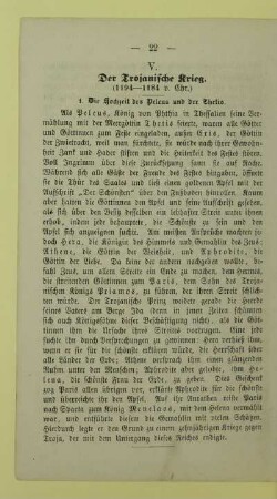 V. Der Trojanische Krieg. (1194 - 1184 v. Chr.)
