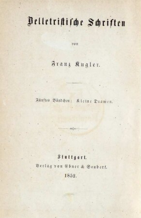 Bändchen 5: Kleine Dramen