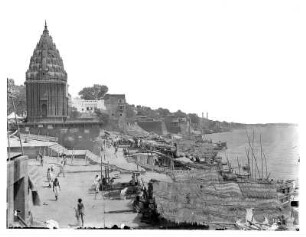 Varanasi (Benares), Indien. Tempel und Ghats am Heiligen Fluss Ganges