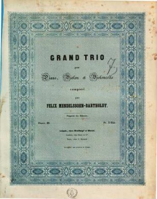 Grand trio pour piano, violon et violoncelle : oeuvr. 49