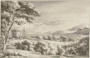 Landschaft mit antikem Rundturm
