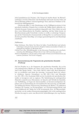17. Kommentierung der Fragmente der griechischen Komödie (Freiburg)