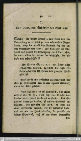 II. Von Gott, dem Schöpfer des Weltalls