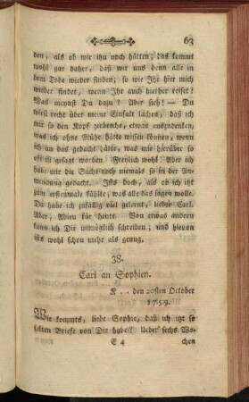 38. Carl an Sophien. K .. den 20sten October 1759.