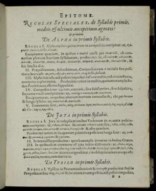 Regulae Speciales, de Syllabis primis, mediis & ultimis ancipitium agentes