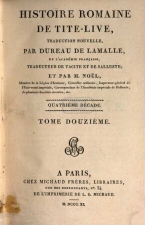 Histoire romaine de Tite-Live, 12. Quatrième décade