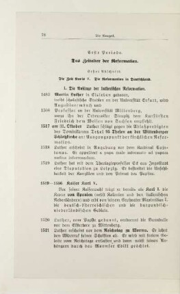 Erste Periode. Das Zeitalter der Reformation