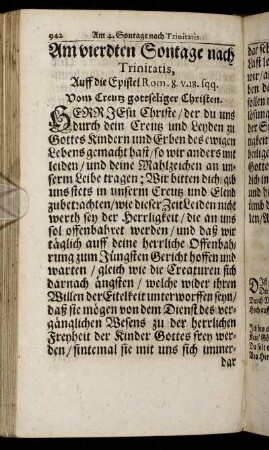 Am vierdten Sontage nach Trinitatis.