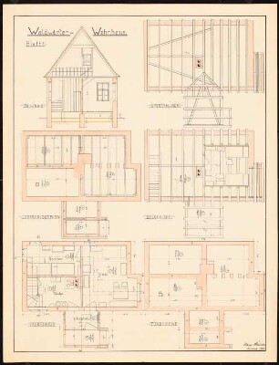 Waldwärter-Wohnhaus: Grundriss, Schnitt