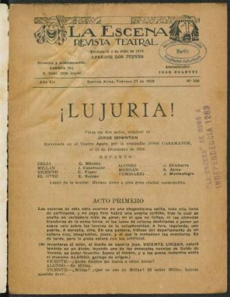 ¡Lujuria! : pieza en dos actos