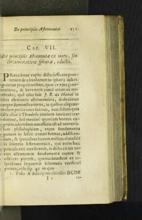 Cap. VII. De principiis Astronomiae ex motu, seu circumrotatione ...