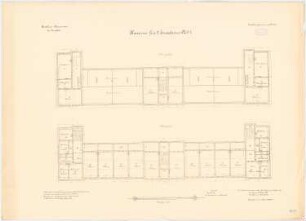 Kavallerie Kasernement, Danzig-Langfuhr Kaserne für 2 Eskadrons No. 1: Grundriss 1. OG, 2. OG, 1:100